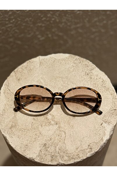 BBbutik Leopar Degrade Camlı Oval Güneş Gözlüğü