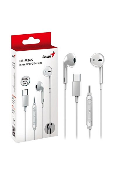 GENIUS Căști stereo intraauriculare cu fir HS-M365, USB-C, microfon, alb
