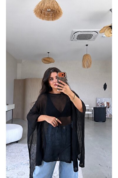 Generic Brand Mercerized Cape Loose Knitwear Blouse Poncho Women's Thin Plain...