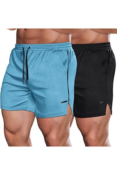 COOFANDY Men's 2 Pack Gym Workout Shorts Mesh Lightweight Bodybuilding Pants ...