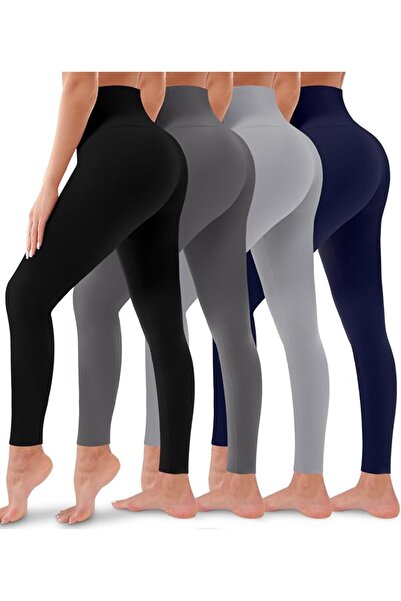 Bluemaple 4 Pack Leggings for Women Butt Lift High Waisted Tummy Control No S...