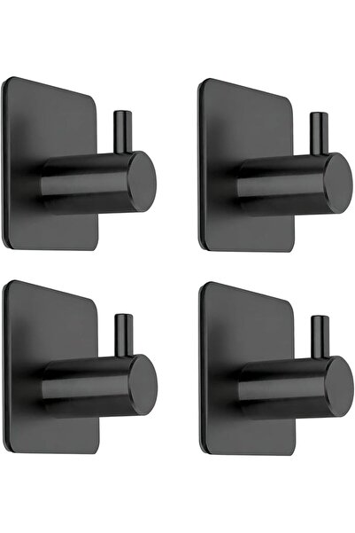 Fotosnow Black Adhesive Towel Hooks Heavy Duty Stick on Wall Hooks Shower Hoo...