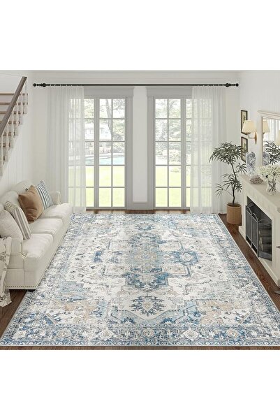 jinchan Floral 61x91CM Rugs for Entryway Vintage Washable Small Non-Slip Dist...