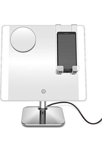 Conair مرآة مكياج مضاءة، مرآة تجميل LED، مرآة مكبرة 1X/10X مع حامل هاتف، تعمل...