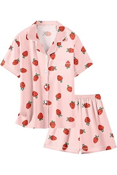 GENERAL Schbbbta Girls Boys Satin Pajamas Set, 2Piece Silk Nightwear Button-D...