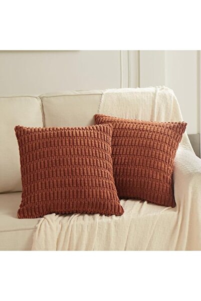 Fancy Homi عبوتان من أغطية الوسائد الزخرفية باللون الأزرق الترابي مقاس 18×18 ...