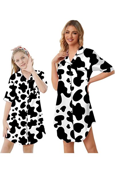 GENERAL Schbbbta Girls Boys Satin Pajamas Set, 2Piece Silk Nightwear Button-D...