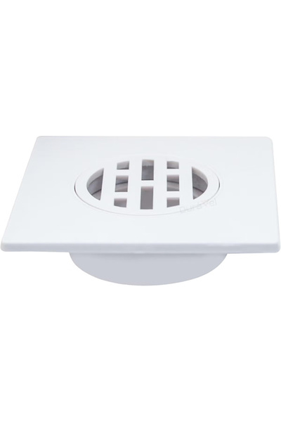 Duravel Square Floor Drain Cover, White PVC Plastic, Modern Design Bathroom S...
