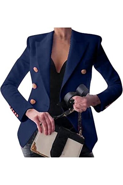 GENERAL Women's Long Sleeve Solid Colour Blazer Casual Work Office Blazer Lap...