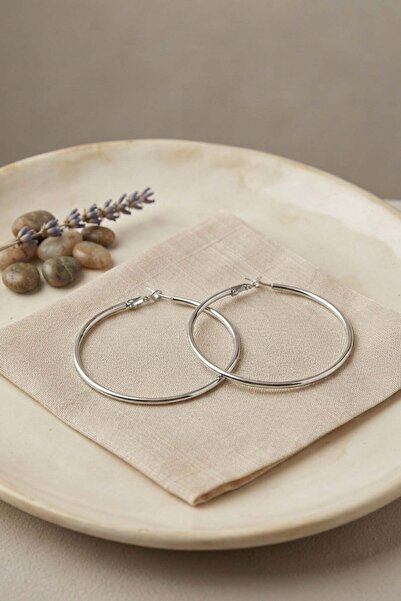 Inure Jewelry 316L Steel Silver Color 46 mm Hoop Earrings