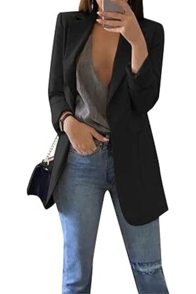 GENERAL Women's Casual Lapel Long Sleeve Blazer Open Front Work Office Jacket...