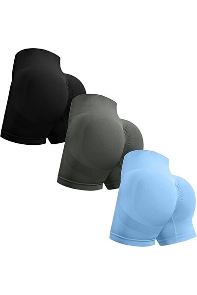 GENERAL OVESPORT 3 Piece Workout Shorts for Women Seamless Scrunch Butt Lifti...