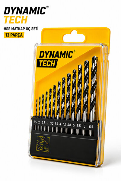 DynamicTech Profesyonel 13 Parça Hss Matkap Uç Seti 1.5-6.5 mm Metal Ahşap Plastik Delme Ucu