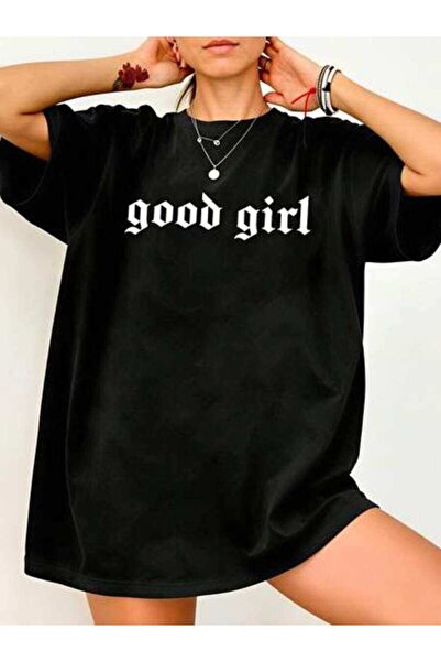 23ERVA Women's Good Girl Text Design, Pure Cotton T-Shirt, Casual Summer Wear...