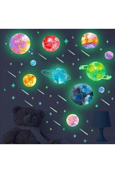KASTWAVE Glow in The Dark Solar System Wall Decals for Ceiling Luminous Color...