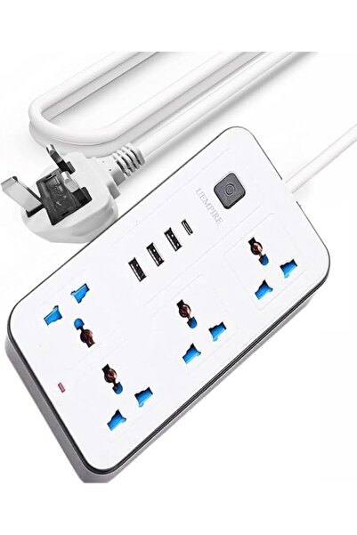 GENERAL Universal Power Extension Cord - 6 Power Sockets, 3 USB 1 type C Slot...