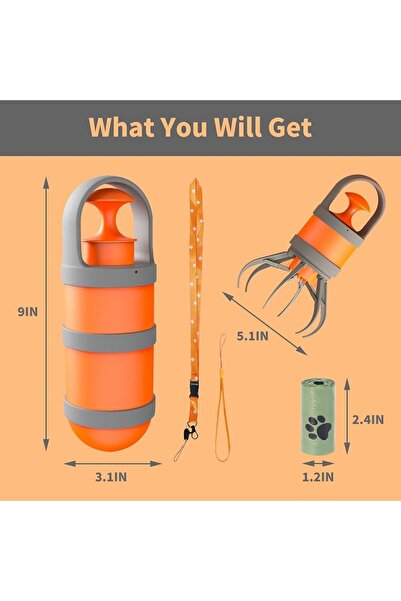 HXD Zoomlion Portable Dog Pooper Scooper with 15 Sanitary Bags – No-Touch Fol...