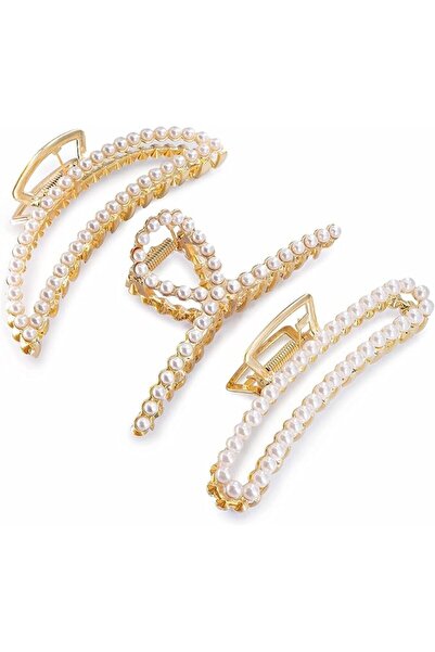 EXCEFORE Large Pearl Claw Hair Clips - 4.5 Inch Zinc Alloy Big Banana Hair Cl...