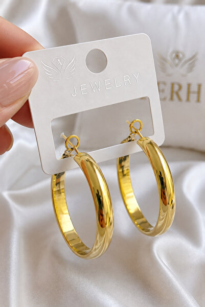 ERH Gold Color Thick Hoop Earrings