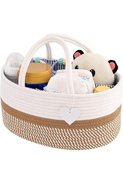 GENERAL Diaper Caddy Organizer, Cotton Rope Diaper Caddy Basket for Newborn, ...