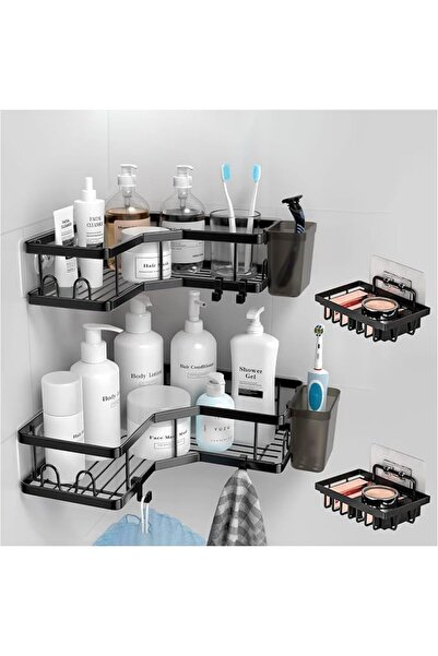 GENERAL Corner Shower Caddy, Adhesive Shower Corner Organizer Shelves, No Dri...