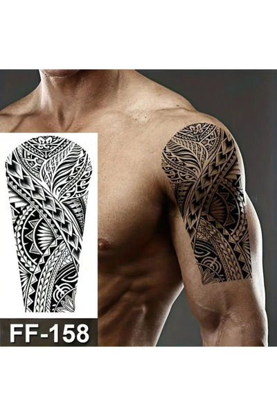 medink tattoo Gerçekçi 3D Maori model geçici kol bacak geçici sticker yapıştı...