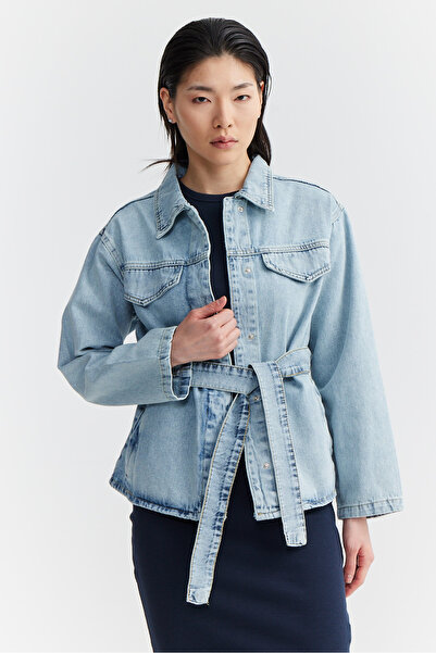 PAULMARK Women's Belt Detailed Denim Jacket