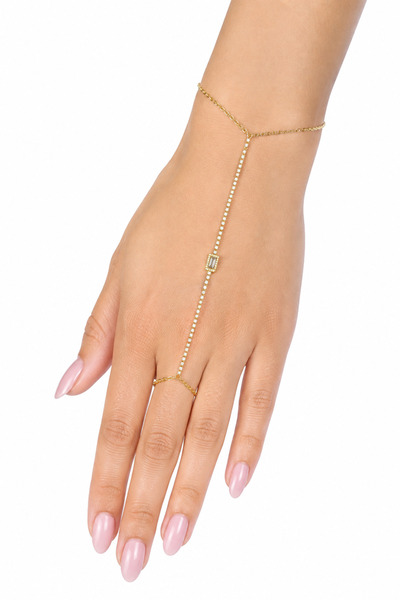 Hayalperest boncuk Gold Color Stone Rectangular Detailed Shahmeran Women's Ha...