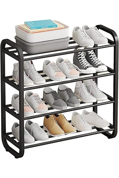 TRASSLE Free Standing Shoe Rack 4 Tier Shoe Stand Holds 8-12 Pair Shoe Organi...