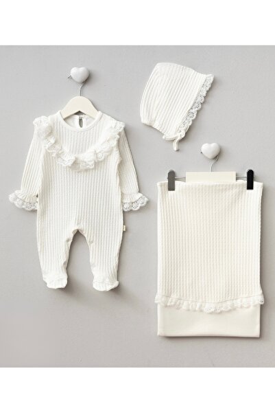 Cherub Baby Lace Jacquard Woven Organic Luxury 100% Cotton Blanket Romper Set...