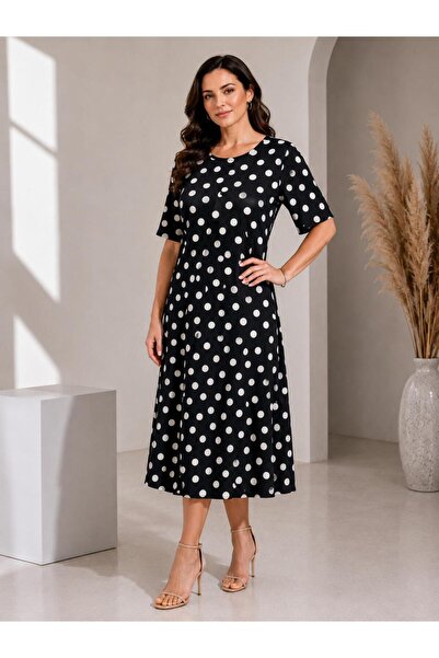 SENTEX Wide Short-Sleeved Printed Women's Dress
