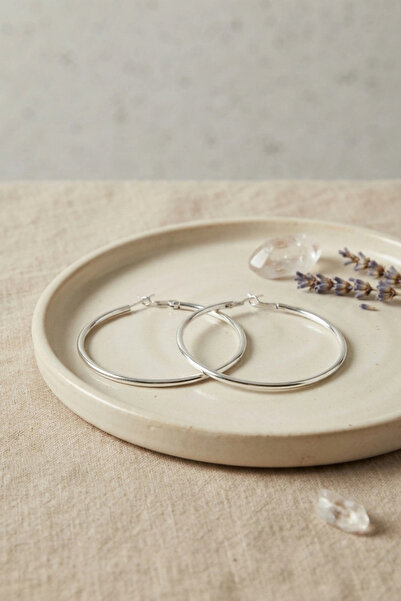 shopwave 316L Steel Silver Color 56 mm Hoop Earrings