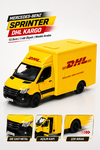 YILDIRIM OYUNCAK Die Cast Mercedes Benz Sprinter DHL Kargo Arabası 12,5cm – 1...