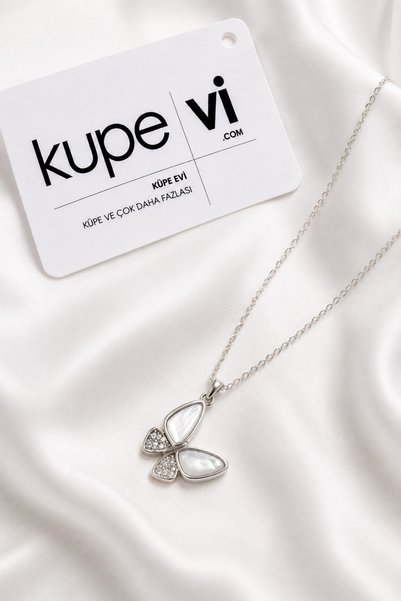 Küpevi Butterfly Figured Zircon Stone Stainless Steel Women's Necklace