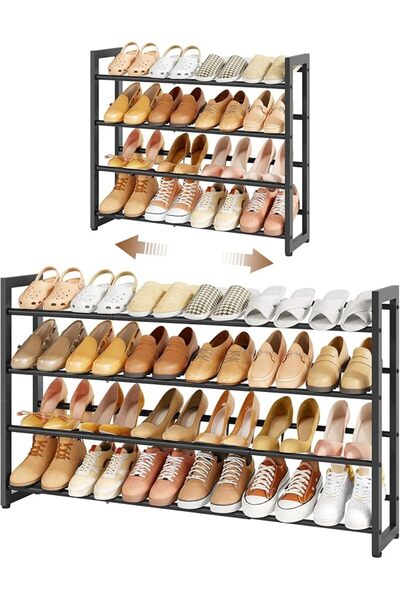 GENERAL Hoctieon 3-Tier Expandable Shoe Rack, Adjustable Shoe Shelf Storage O...