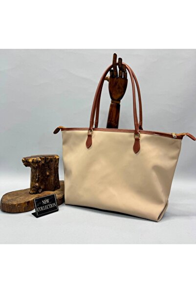 DEZ STORE Kadın Büyük Boy Tote Omuz Çantası – Kahverengi Askılı