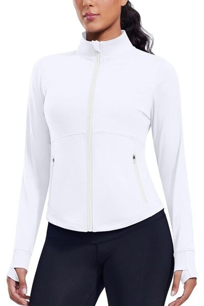 GENERAL PINSPARK Women's Cropped Workout Jacket Lightweight Full Zip Running ...