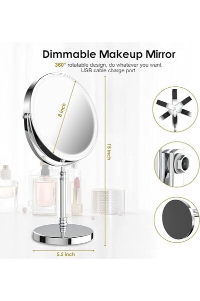 Yelajoy 8" Rechargeable Lighted Makeup Mirror, 3000mAh10x Magnifying Mirror w...