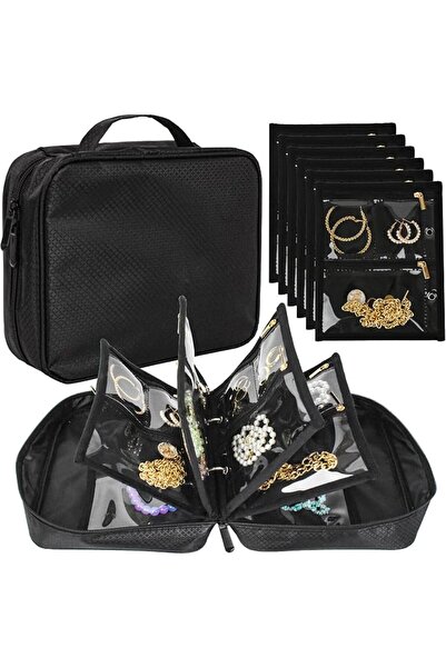 Hannea Jewelry Box with 36 Pockets Removable, Double Sided Clear PVC Zipper J...