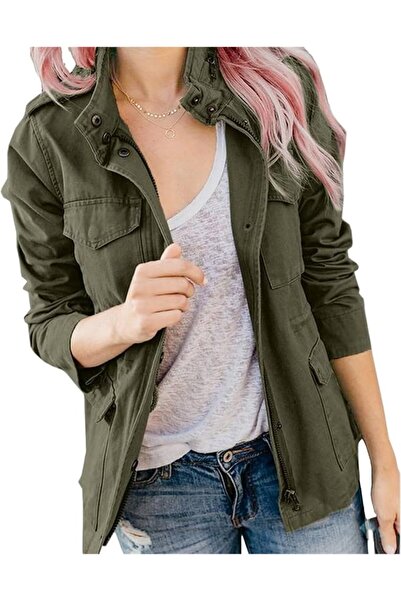 Generic Women's Military Anorak Jacket Cotton Utility Safari Zipper Casual Li...