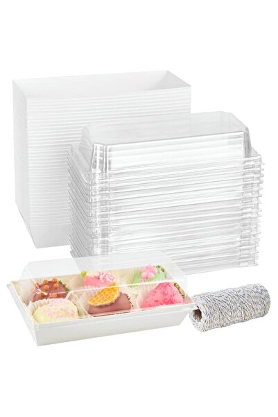 Generic 50 Pack Paper Charcuterie Boxes with Clear Lids, 7.5 Inch Small To Go...