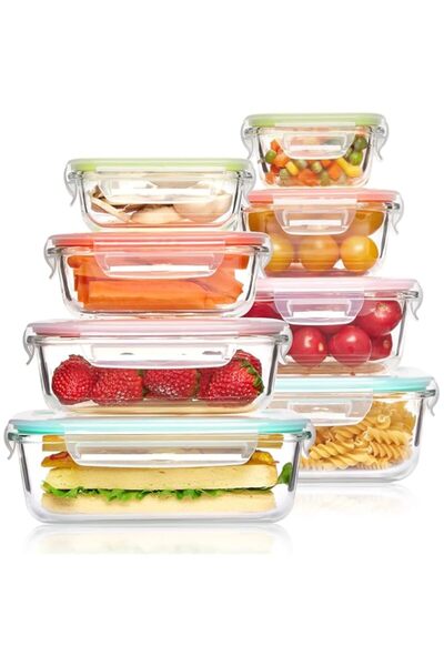 Generic 8 Pcs Glass Food Storage Containers with Airtight Lids, Glass Meal Pr...