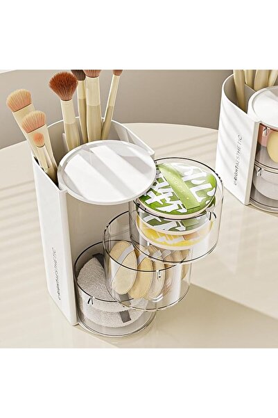 Yelajoy 3-Tier Rotating Makeup Organizer for Vanity | Hair Brush Holder & Jew...