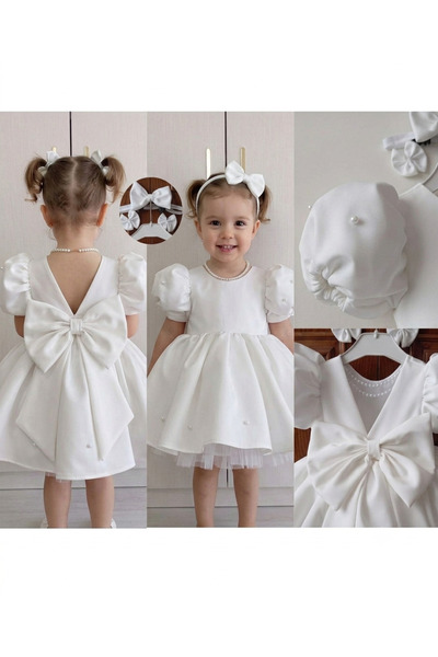 GOLD TEKSTİL Girls' Satin Bow Princess Dress - Birthday and Special Occasion ...