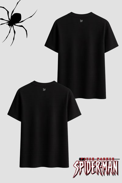 FANA Spider Brand New Day Printed Unisex T-Shirt Couple Combination Spider Pattern Black and White Cotton T-Shirt