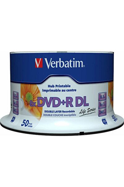 Verbatim Εγγράψιμο DVD+R 8x Διπλής Στρώσης 8.5GB Κουτί  "Cake " 50 τεμαχίων Κ...
