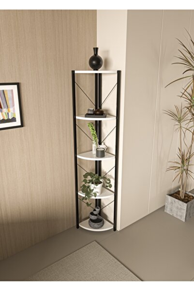BNK Modüler 150 cm 5 Raflı Metal Köşe Kitaplık - Salon Dekoratif Çiçeklik ve ...