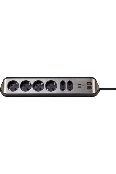 Brennenstuhl Πολύπριζο Estilo 6 Θέσεων με 2 USB-A και Καλώδιο 2μ Κωδικός: 115...