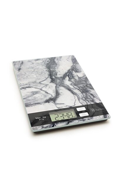 Alista Home White marble kitchen scale, glass lid, touch button, measuring g,...