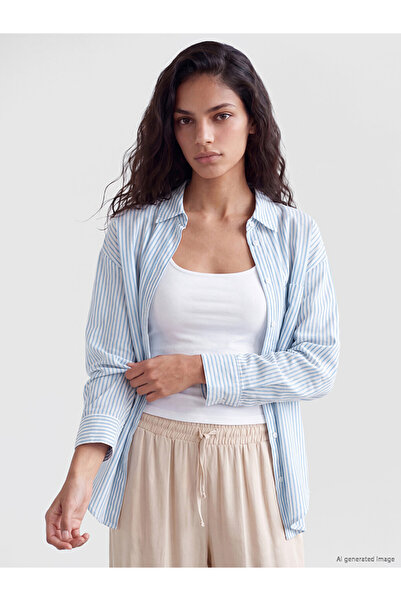 LC Waikiki I Striped Loose Fit Linen Blend Women's Shirt from Freezen Store
